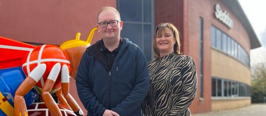 Michael and a colleague stood outside Seddon